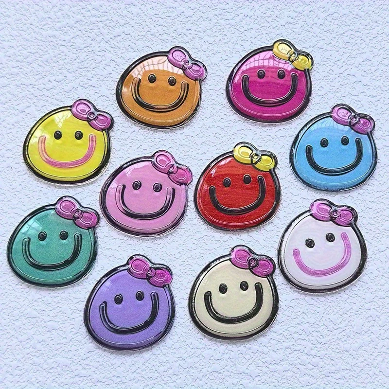 10 Adorable Smiley Face Acrylic Flat Pendants with Colorful Bows—Essential Items for Jewelry Making, Shoe Decoration, and Gift E
10 Adorable Smiley Face Acrylic Flat Pendants with Colorful Bows—Essential Items for Jewelry Making, Shoe Decoration, and Gift E