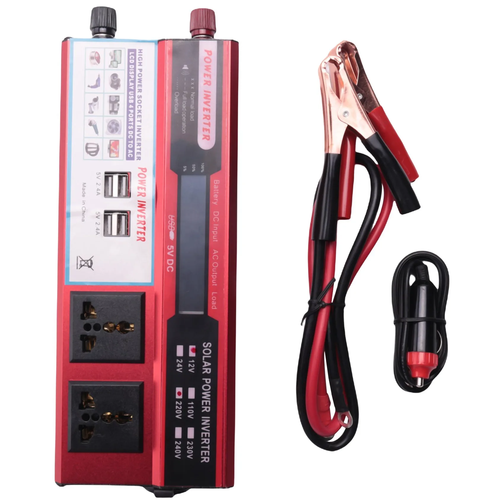 900-1000W Car Power Inverter LCD Intelligent Digital Display USB Interface Solar Inverter DC 12V to AC
900-1000W Car Power Inverter LCD Intelligent Digital Display USB Interface Solar Inverter DC 12V to AC