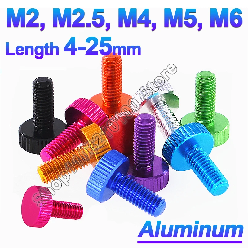 1Pc M2 M2.5 M2.6 M4 M5 M6 Colourful Aluminum Knurl Flat Head Hand Tighten Thumb Screw Maunal Adjustment Bolts L=4/6/8/10/12-25mm
1Pc M2 M2.5 M2.6 M4 M5 M6 Colourful Aluminum Knurl Flat Head Hand Tighten Thumb Screw Maunal Adjustment Bolts L=4/6/8/10/12-25mm