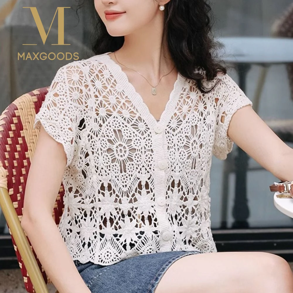 Fashion V-Neck Crochet Top Short Sleeve Open-knit Open-knit Blouse Boho Style Sheer Blouse Women
Fashion V-Neck Crochet Top Short Sleeve Open-knit Open-knit Blouse Boho Style Sheer Blouse Women