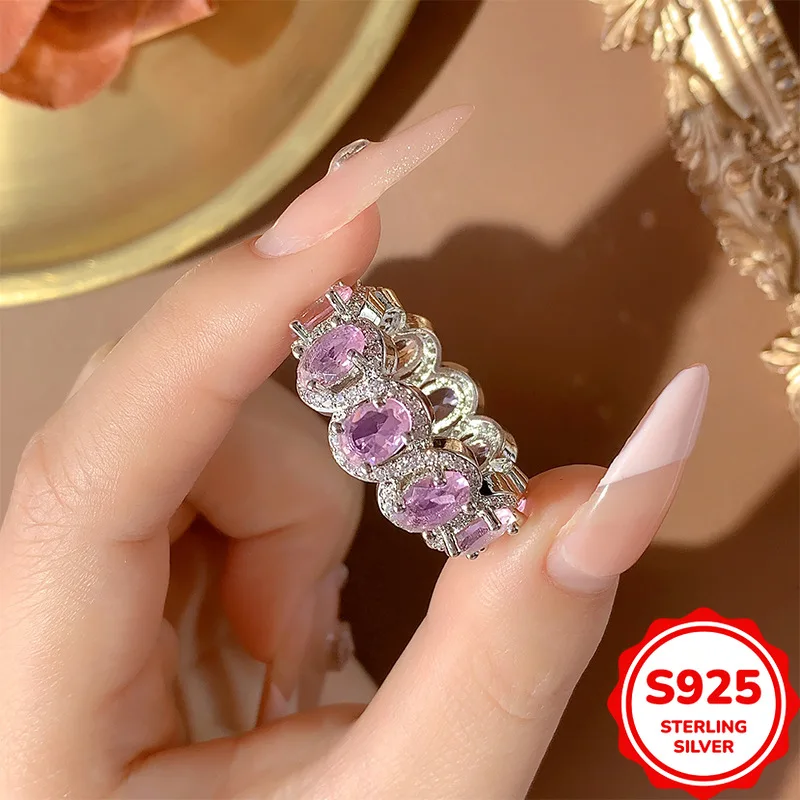 French Elegant Genuine S925 Silver Pink Zircon Women's Sweet and Romantic Wedding Ring
French Elegant Genuine S925 Silver Pink Zircon Women's Sweet and Romantic Wedding Ring