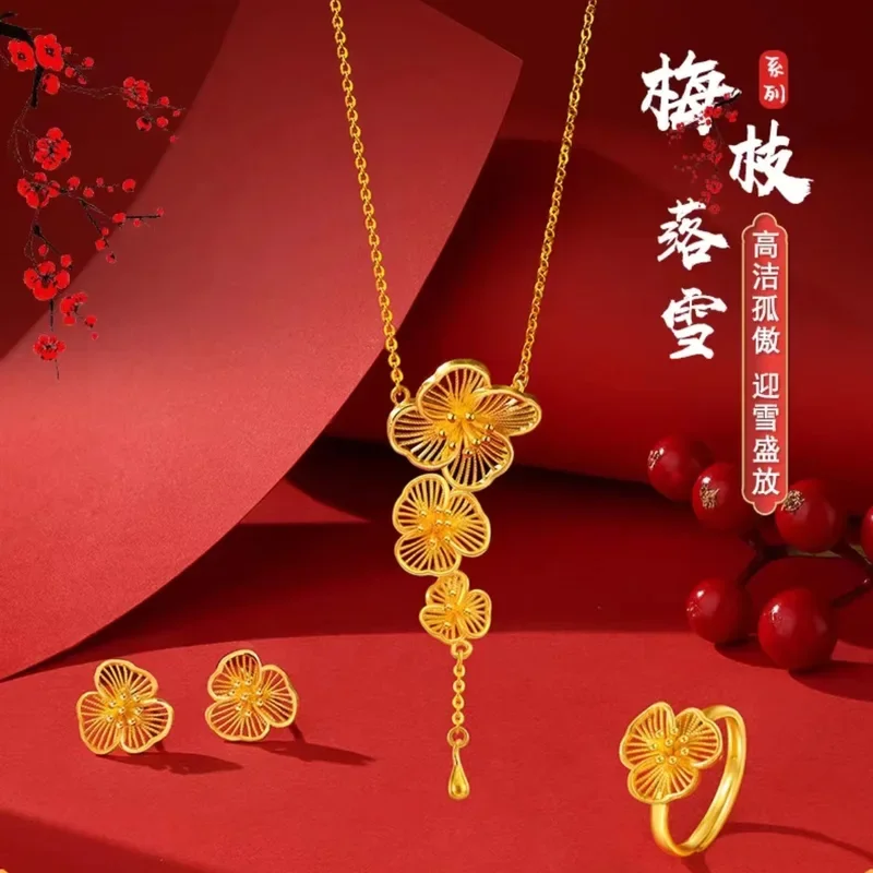 Women's Temperament Chain AU999 24K Real Gold Plum Blossom Snow Set with Filigree Craftsmanship as a Gift for Mom
Women's Temperament Chain AU999 24K Real Gold Plum Blossom Snow Set with Filigree Craftsmanship as a Gift for Mom