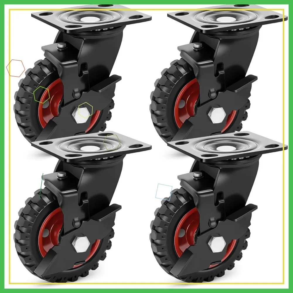 5" Heavy Duty Casters Set of 4, 1080 LBS Capacity with Brake, Industrial Rubber Wheels for Workbench Cart
5" Heavy Duty Casters Set of 4, 1080 LBS Capacity with Brake, Industrial Rubber Wheels for Workbench Cart