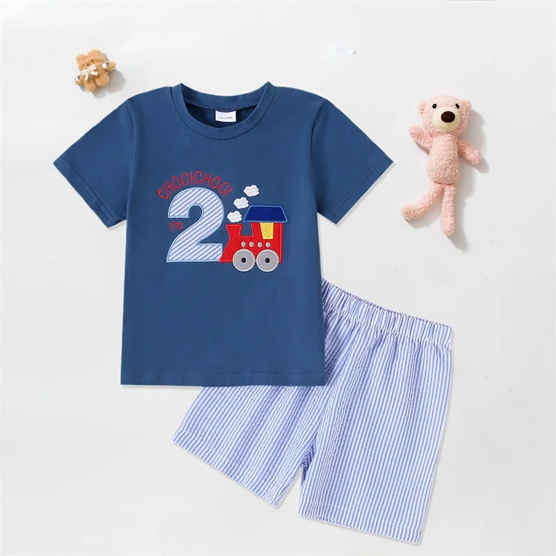 Toddler Baby Boy Choo Choo I'm Two 2nd Birthday Outfit Train Short Sleeve T-Shirt Striped Shorts Set Summer Clothes
Toddler Baby Boy Choo Choo I'm Two 2nd Birthday Outfit Train Short Sleeve T-Shirt Striped Shorts Set Summer Clothes