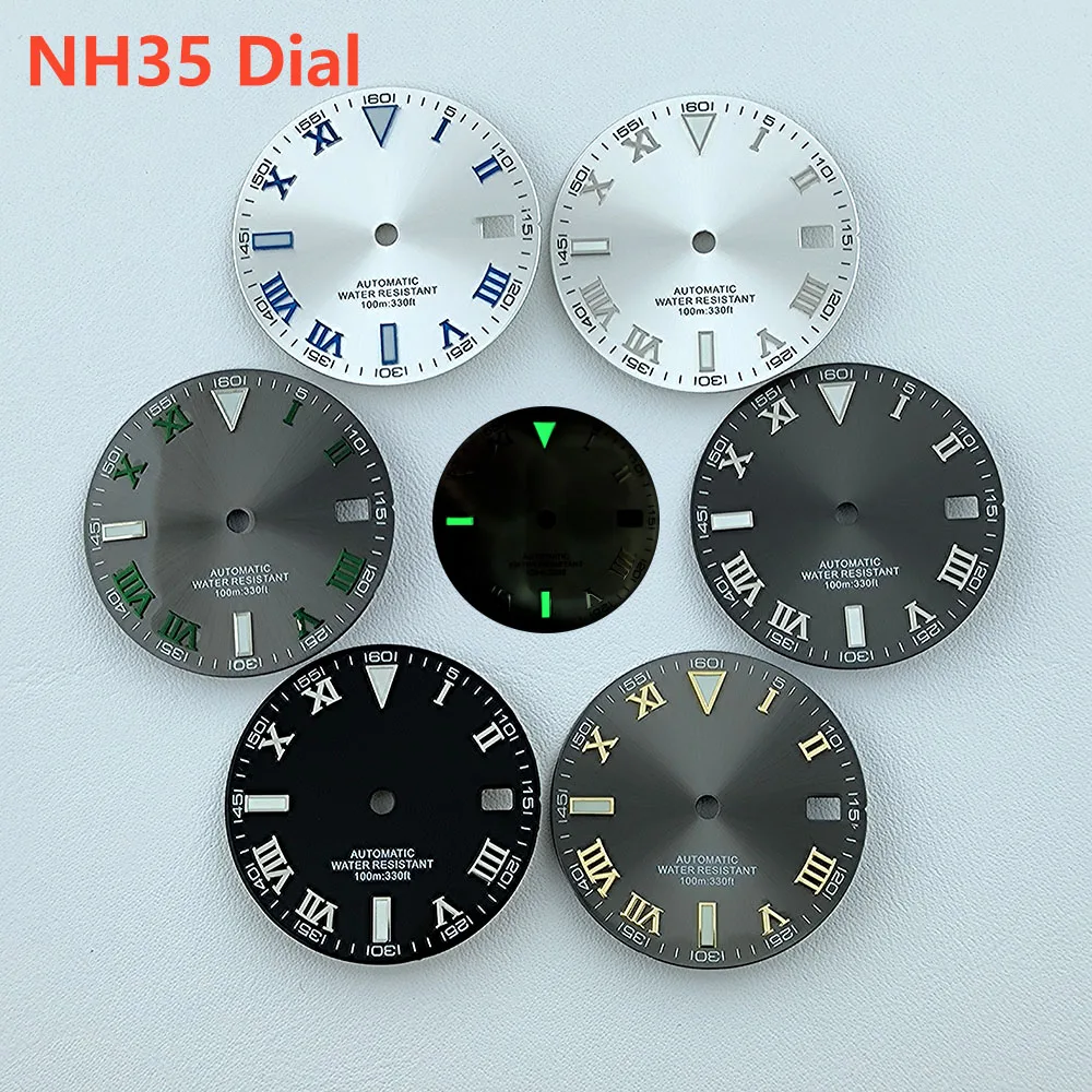 NH35 dial 28.5mm watch dial Green luminous suitable for NH35 NH36 movement watch accessories repair tools
NH35 dial 28.5mm watch dial Green luminous suitable for NH35 NH36 movement watch accessories repair tools