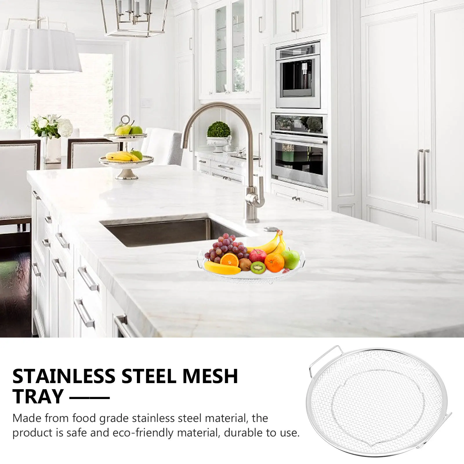 Stainless Steel Round Steamer Rack Double Handles Kitchen Drain Basket Multi-Functional Food Storage Tray Safe Material
Stainless Steel Round Steamer Rack Double Handles Kitchen Drain Basket Multi-Functional Food Storage Tray Safe Material