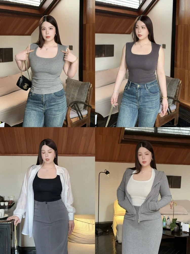 Wide Strap Square Neck Vest Women's Outerwear Inner Match Slimming Basic Vest Large Size Sleeveless Conceals Side Breast
Wide Strap Square Neck Vest Women's Outerwear Inner Match Slimming Basic Vest Large Size Sleeveless Conceals Side Breast