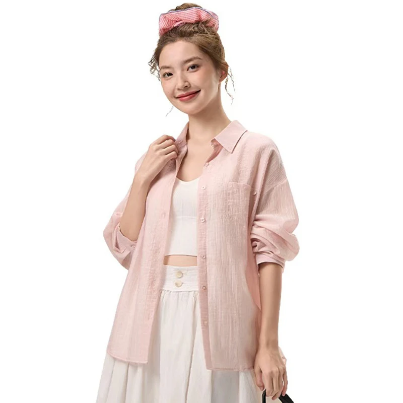 2026 Summer Loose UV Protection Shirts Women Solid Color Single Breasted Breathable Thin Blouse Woman Light Long Sleeve Shirt
2026 Summer Loose UV Protection Shirts Women Solid Color Single Breasted Breathable Thin Blouse Woman Light Long Sleeve Shirt