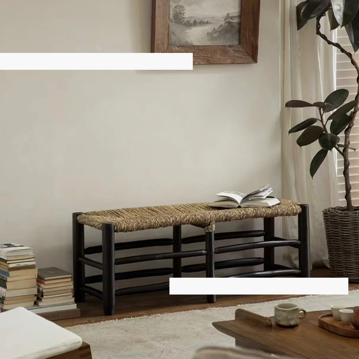 Teak straw bench Japanese style wabi-sabi natural retro style, solid wood woven living room bench bedside stool
Teak straw bench Japanese style wabi-sabi natural retro style, solid wood woven living room bench bedside stool