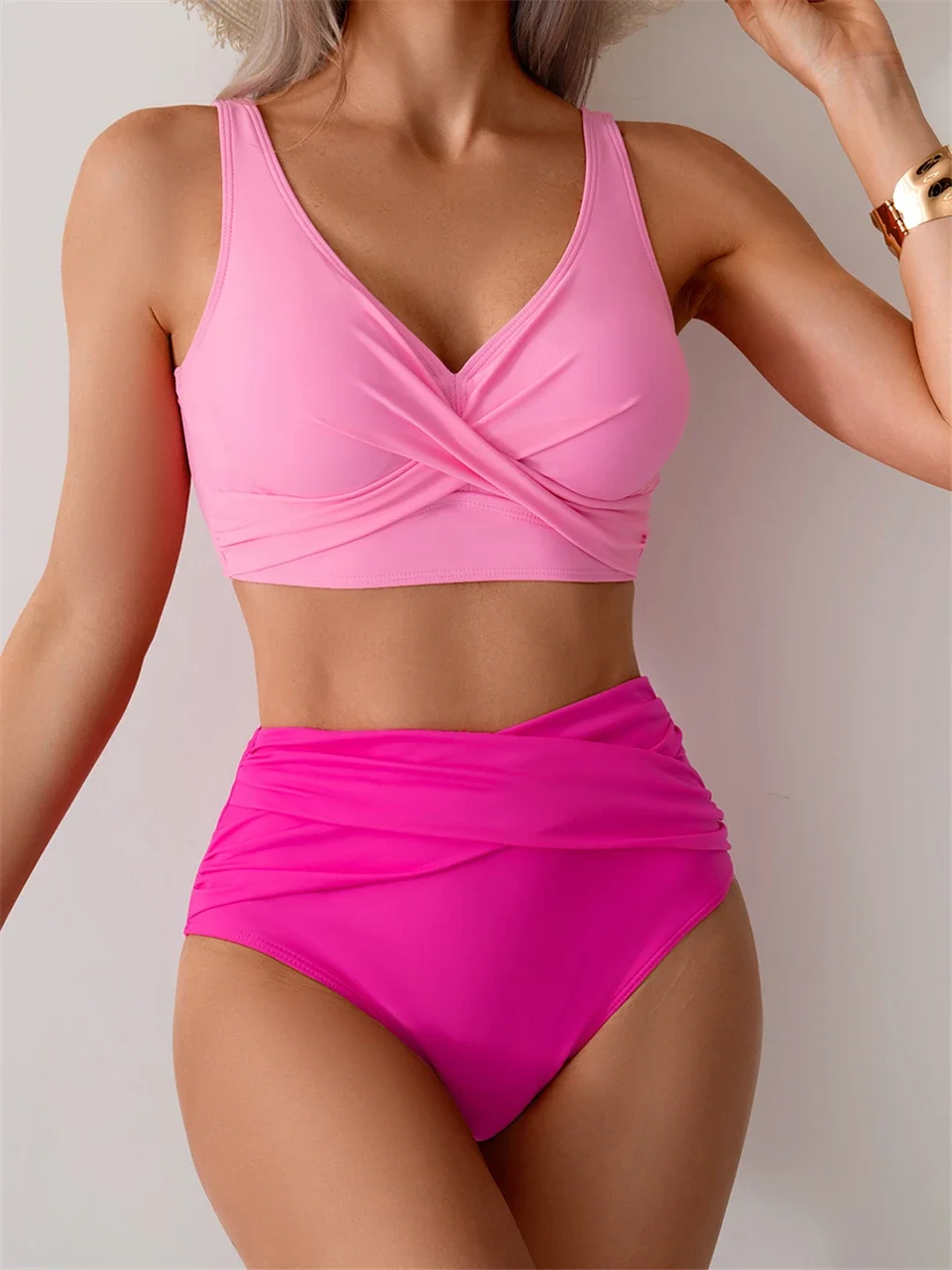 Front Cross V Neck Bikinis 2025 Women 2 Piece Solid Swimsuit High Waist Swimwear Beachwear Female Bathing Swimmimg Suit Summer
Front Cross V Neck Bikinis 2025 Women 2 Piece Solid Swimsuit High Waist Swimwear Beachwear Female Bathing Swimmimg Suit Summer