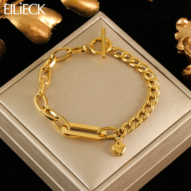 EILIECK 316L Stainless Steel Gold Color Heart Love Bracelet Bangle Waterproof Daily Charm Wrist Chain Jewelry Bijoux Femme
EILIECK 316L Stainless Steel Gold Color Heart Love Bracelet Bangle Waterproof Daily Charm Wrist Chain Jewelry Bijoux Femme