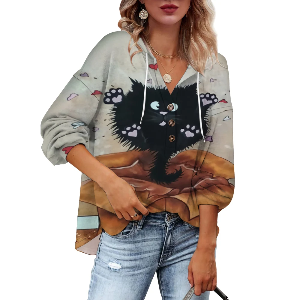 CLOOCL Trendy Hoodie Sweatshirt Women Button Pullover Women Pocket Tops Loose Casual Tops Box Naughty Black Cat Printing Hoodie
CLOOCL Trendy Hoodie Sweatshirt Women Button Pullover Women Pocket Tops Loose Casual Tops Box Naughty Black Cat Printing Hoodie