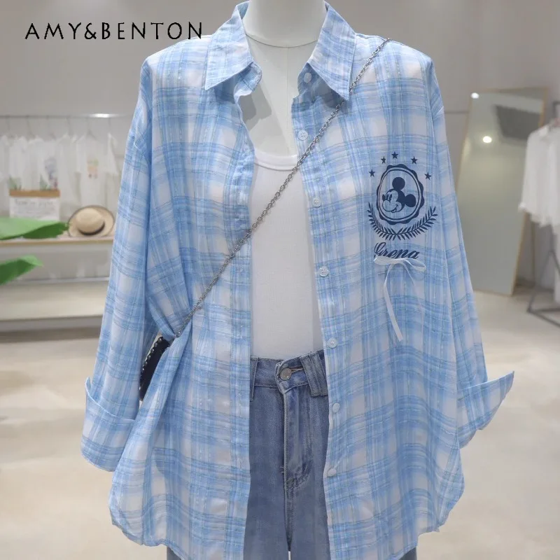 Breathable Age-Reducing Cartoon Bow Cartoon Top Shirt 2025 Summer Loose Mid-Length Plaid Long Sleeves Blouse For Women's Clothes
Breathable Age-Reducing Cartoon Bow Cartoon Top Shirt 2025 Summer Loose Mid-Length Plaid Long Sleeves Blouse For Women's Clothes