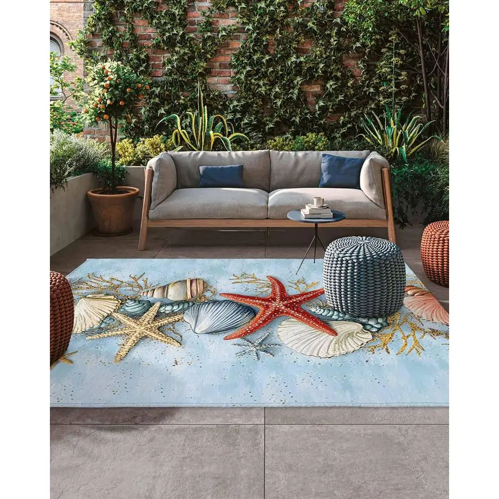 Уличный ковер с градиентной раковиной в океане, нескользящий и впитывающий, идеально подходит для патио, террасы и декора заднего двора
Уличный ковер с градиентной раковиной в океане, нескользящий и впитывающий, идеально подходит для патио, террасы и декора заднего двора