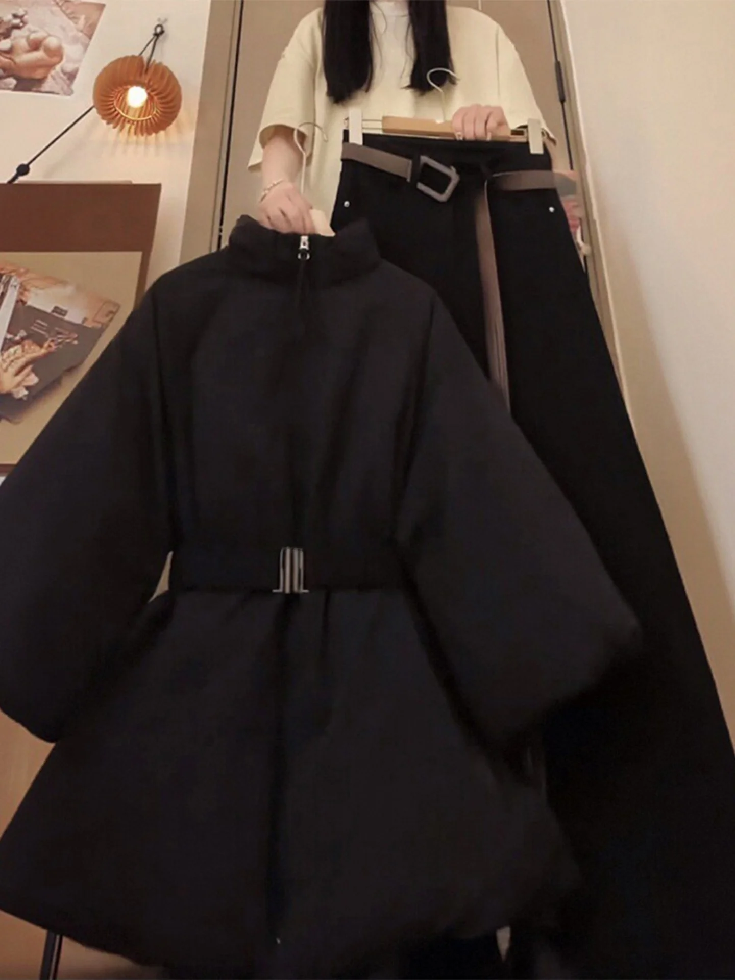 Bla Cotton Jaet And Flared Pants Set Women's plus Size Winter Faion Unique Waist-Cinching Design Comfortable Casual Wear
Bla Cotton Jaet And Flared Pants Set Women's plus Size Winter Faion Unique Waist-Cinching Design Comfortable Casual Wear