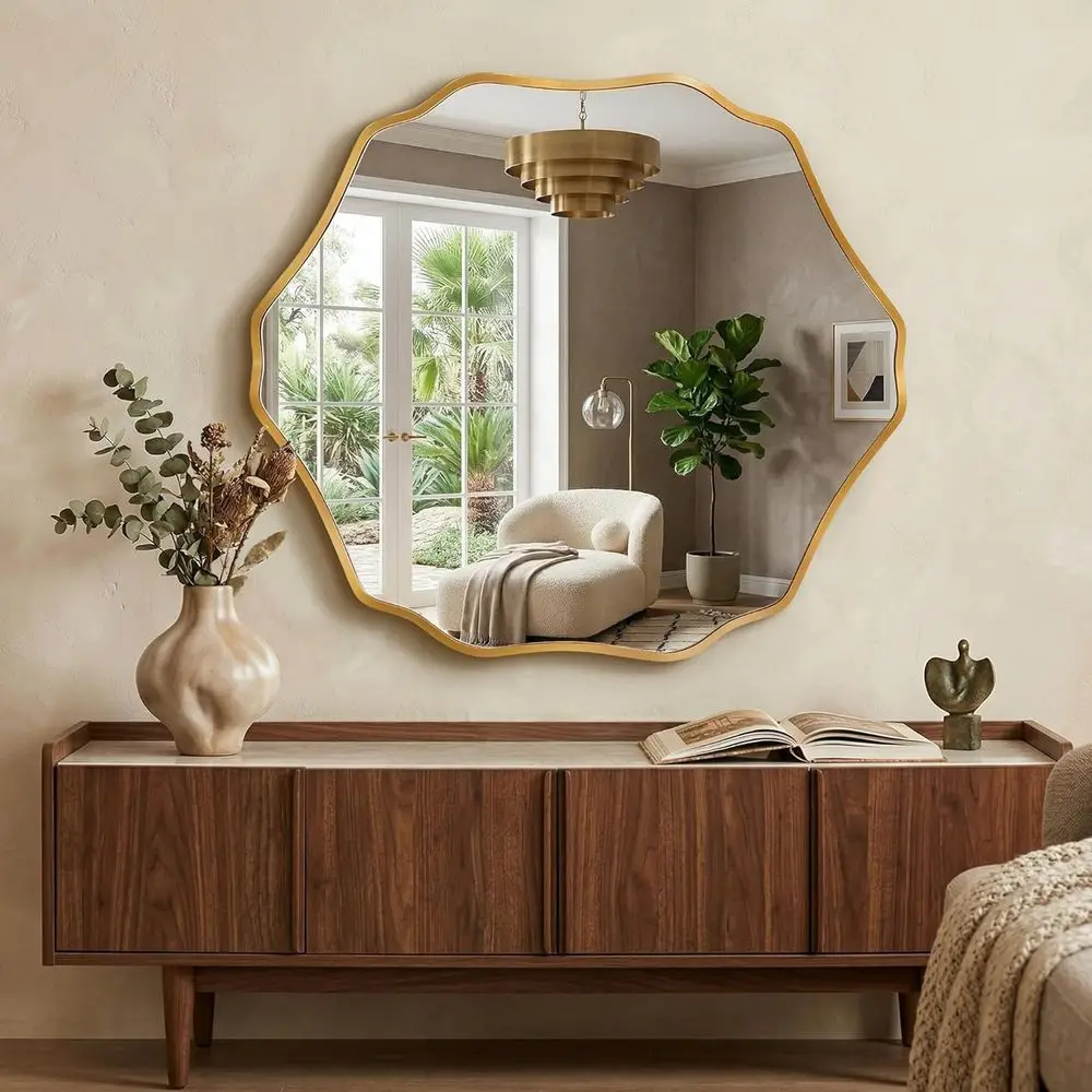 Wavy Edge Hexagon Wall Mirror, Decorative for Living Spaces, Gold, 35 L x 32 W
Wavy Edge Hexagon Wall Mirror, Decorative for Living Spaces, Gold, 35 L x 32 W