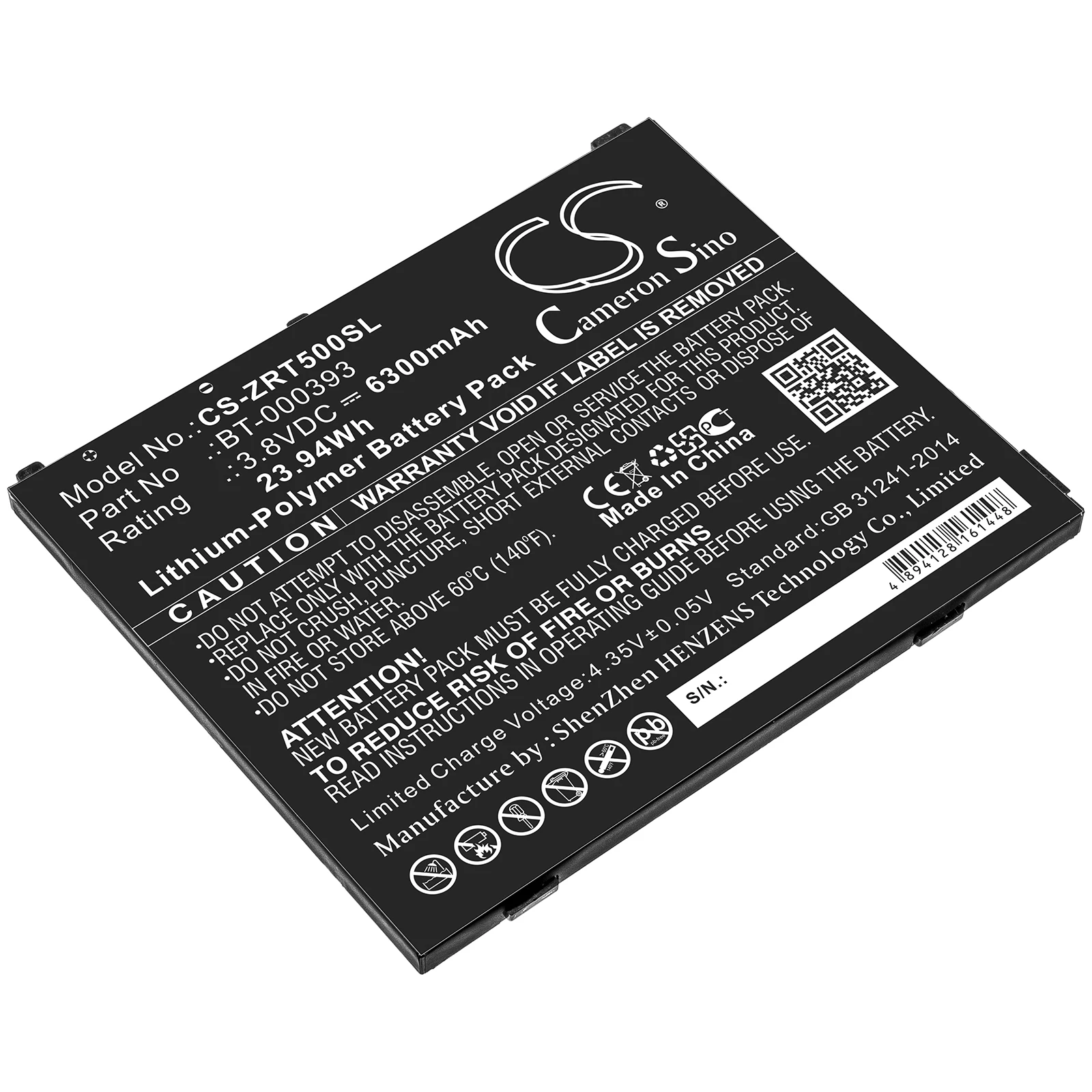 Li-Polymer Tablet Battery for Zebra, 3.8V, 6300mAh , Compatible Models: ET50, ET51CE, ET51CE-G21E, ET55
Li-Polymer Tablet Battery for Zebra, 3.8V, 6300mAh , Compatible Models: ET50, ET51CE, ET51CE-G21E, ET55