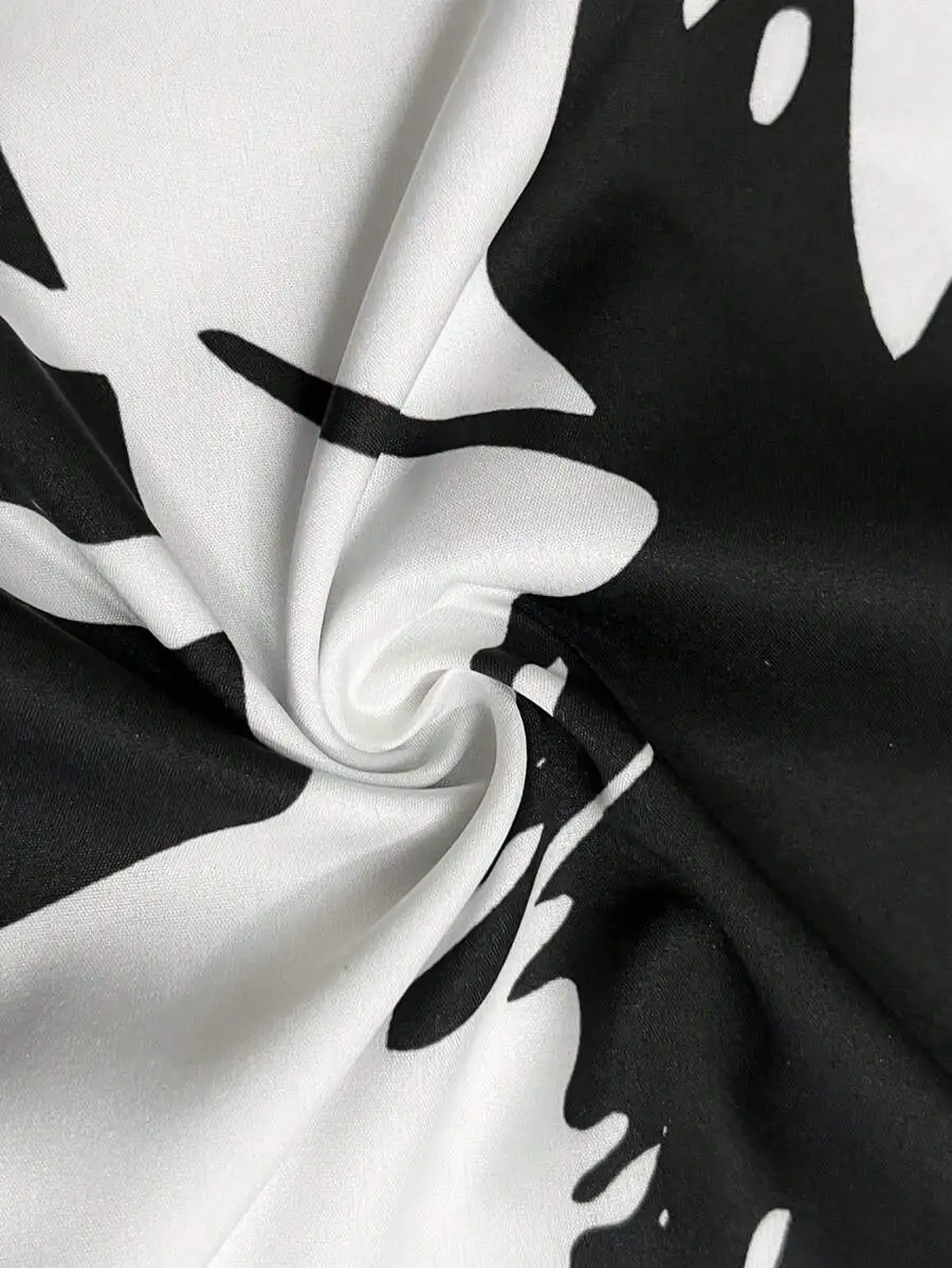 Women Loose Black And White Abstract Print Blouse And Shorts Set Casual Beach Festival Outfit
Women Loose Black And White Abstract Print Blouse And Shorts Set Casual Beach Festival Outfit