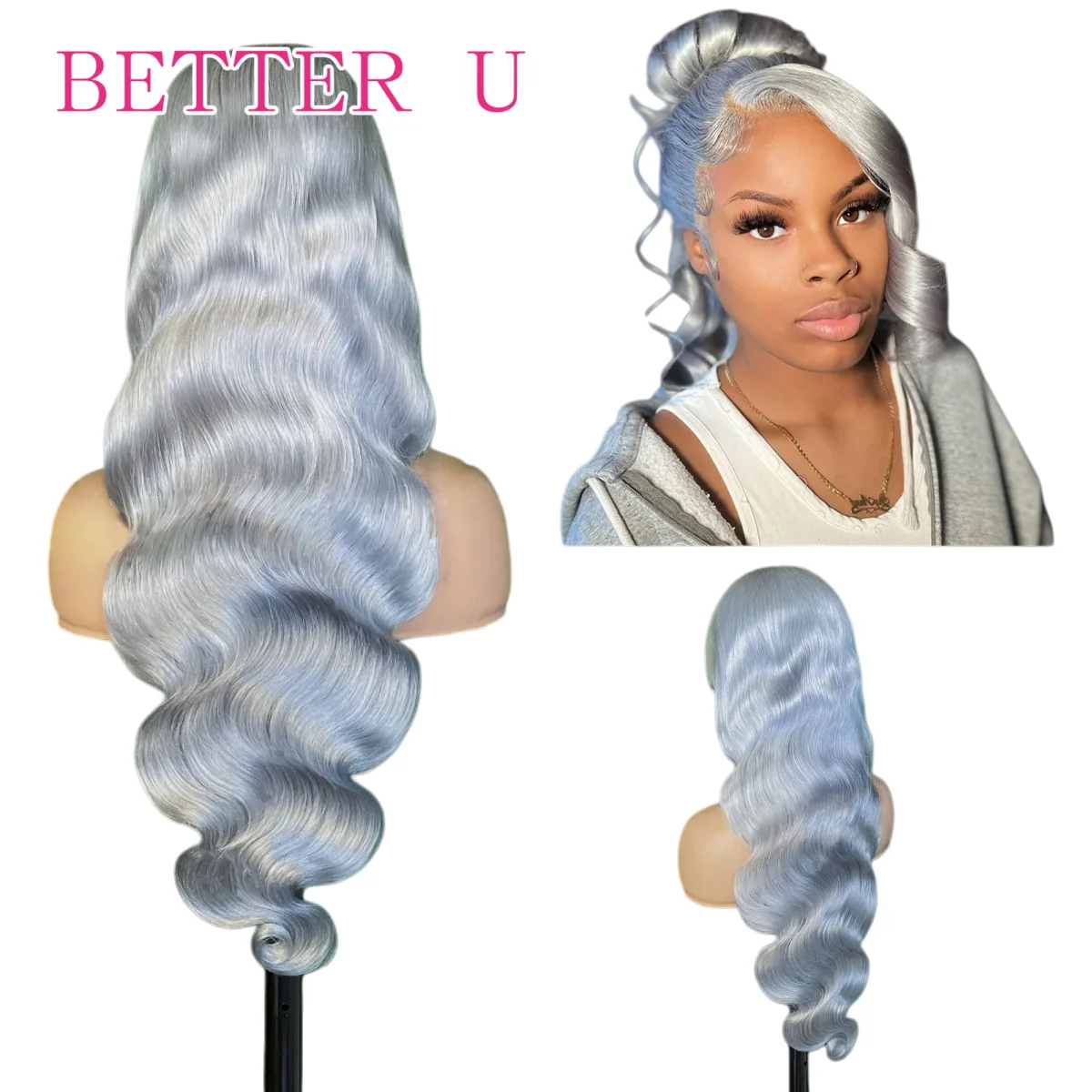 Sliver Grey Body Wave Human Hair Wigs 13x6 Transparent Lace Front Wigs 250% Density Colored Raw 613 Human Hair Wig For Women
Sliver Grey Body Wave Human Hair Wigs 13x6 Transparent Lace Front Wigs 250% Density Colored Raw 613 Human Hair Wig For Women