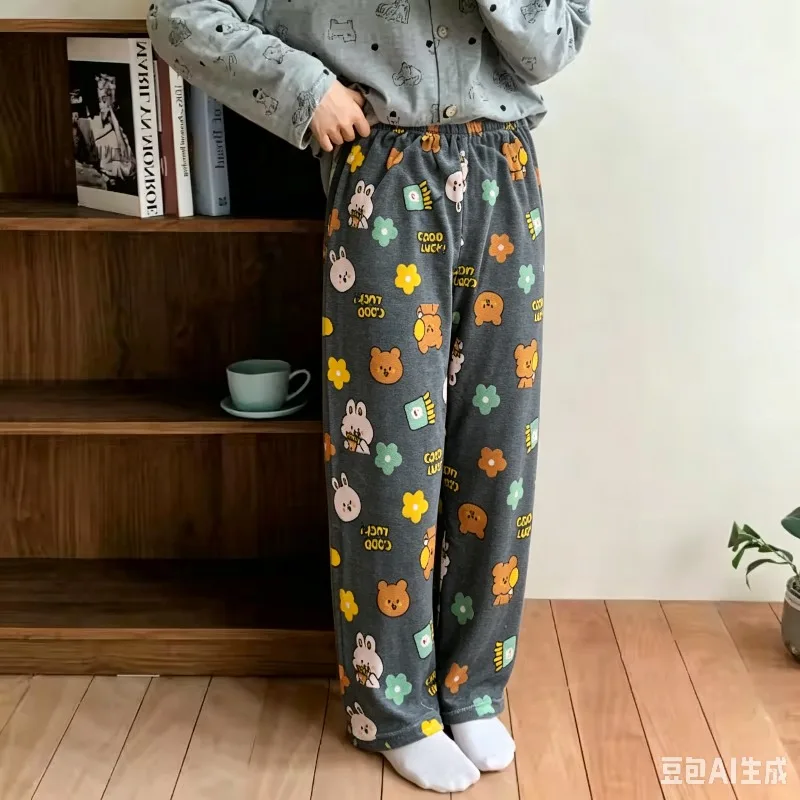 Winter Cartoon Comfortable Flannel Women's Sleeping Pants Cute Loose Elastic Waist Home Pants Y2K Fluffy Soft Warm Plush Pants
Winter Cartoon Comfortable Flannel Women's Sleeping Pants Cute Loose Elastic Waist Home Pants Y2K Fluffy Soft Warm Plush Pants