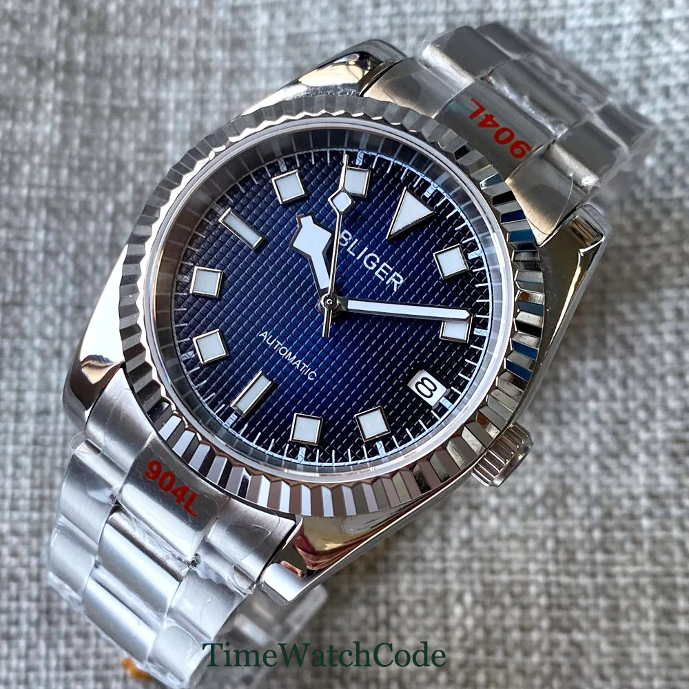 NH35A Movement 36mm/39mm Bliger Automatic Mens Watch Blue Dial Sapphire Glass Auto Date Luminous 316L 316L Bracelet
NH35A Movement 36mm/39mm Bliger Automatic Mens Watch Blue Dial Sapphire Glass Auto Date Luminous 316L 316L Bracelet