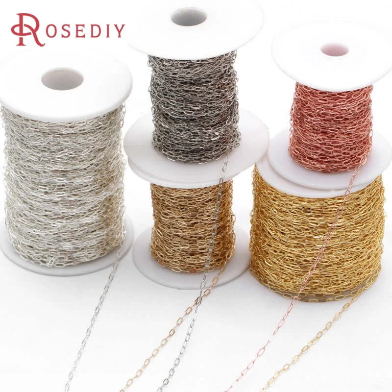 18K Gold Color 2 Meters Chain Width 2.5MM 3MM 5MM Brass Long Oval Shape Necklace Chains Bracelets Chains Jewelry Making Supplies
18K Gold Color 2 Meters Chain Width 2.5MM 3MM 5MM Brass Long Oval Shape Necklace Chains Bracelets Chains Jewelry Making Supplies