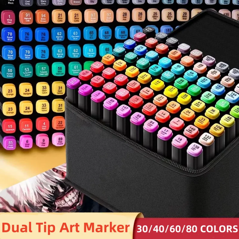 30/40/60/80 Colors Dual Tip Art Marker Pens Set Oil-Based Markers Students Artist Drawing Graffiti Colouring School Art Supplies
30/40/60/80 Colors Dual Tip Art Marker Pens Set Oil-Based Markers Students Artist Drawing Graffiti Colouring School Art Supplies
