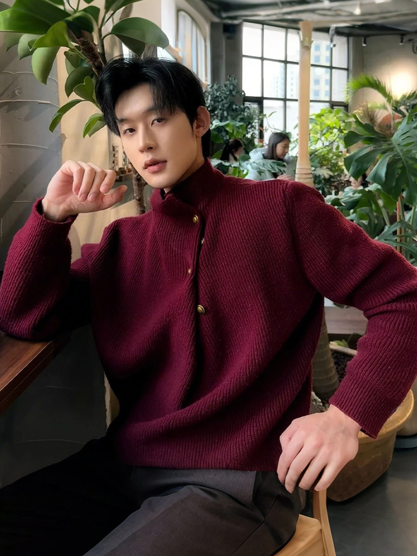 Red Wine f High Collar Men's Knitted Sweater Autumn Casual Loose Fit Button Design Sense Outerwear Cool And Lazy Sle
Red Wine f High Collar Men's Knitted Sweater Autumn Casual Loose Fit Button Design Sense Outerwear Cool And Lazy Sle