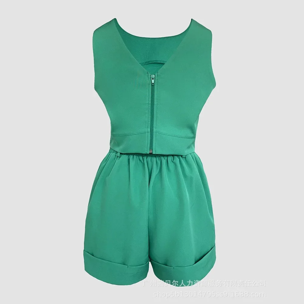 Green Round Neck Sleeveless Crop Tank Women Summer 2 Pieces Outfit Casual Strechy Waist Shorts Set
Green Round Neck Sleeveless Crop Tank Women Summer 2 Pieces Outfit Casual Strechy Waist Shorts Set