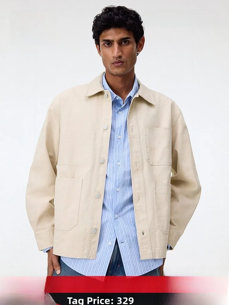 Loose Fit Men's Jacket Collared Workwear Style Shirt Casual Long Sleeve Cotton Youth Daily Wear H&M 1312569
Loose Fit Men's Jacket Collared Workwear Style Shirt Casual Long Sleeve Cotton Youth Daily Wear H&M 1312569