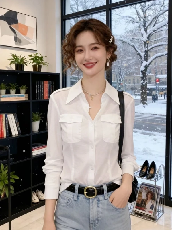 Elegant Slimming Long Sleeve Shirt Women's Fashionable plus Size Spring New Arrival Comfortable Korean Style Office Wear
Elegant Slimming Long Sleeve Shirt Women's Fashionable plus Size Spring New Arrival Comfortable Korean Style Office Wear