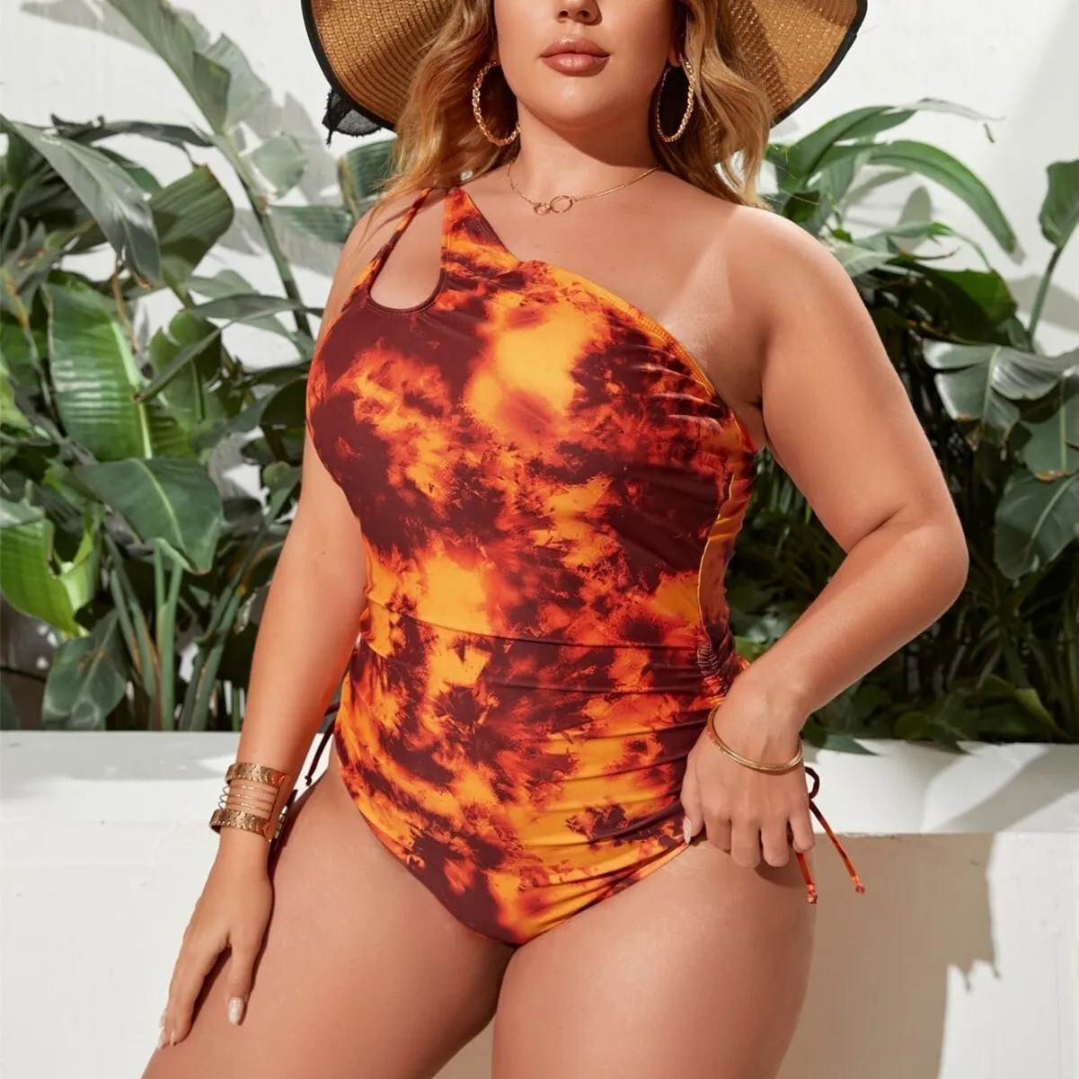 New Plus Size One-piece Swimsuit for Women Single Shoulder Print Sexy Belly Covering High Elasticity Slimming Women's Swimsuit
New Plus Size One-piece Swimsuit for Women Single Shoulder Print Sexy Belly Covering High Elasticity Slimming Women's Swimsuit