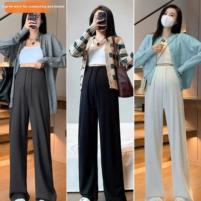 Новые брюки для беременных, весенние, осенние и летние широкие брюки без поддержки живота, прямые широкие брюки с завязками 
Новые брюки для беременных, весенние, осенние и летние широкие брюки без поддержки живота, прямые широкие брюки с завязками