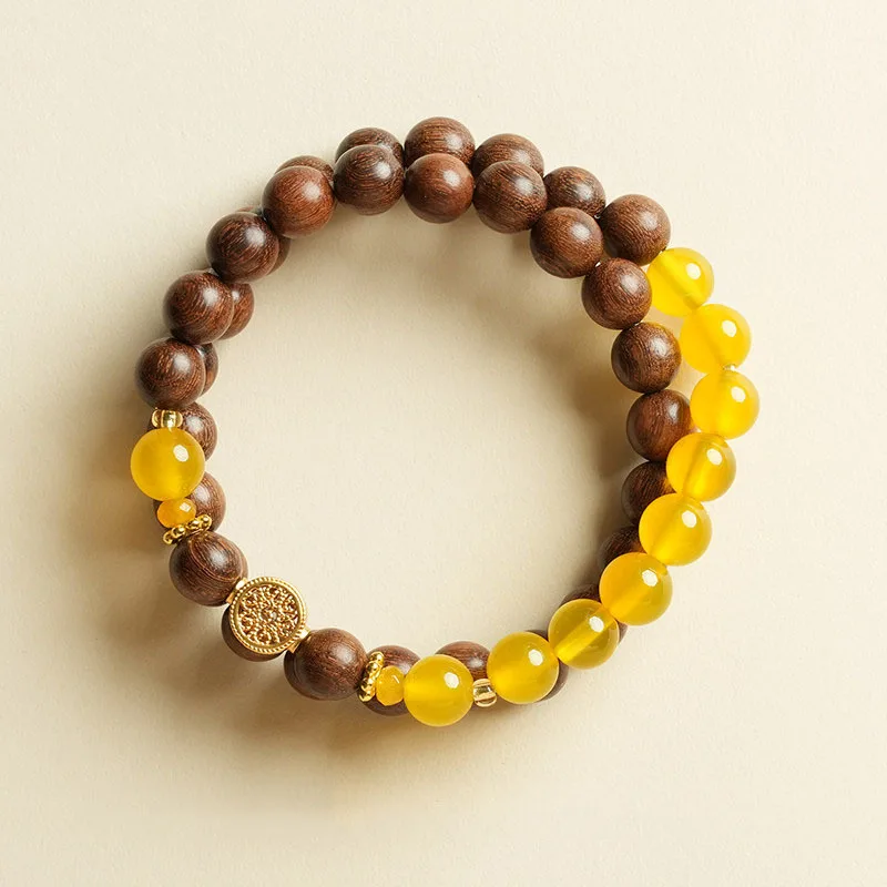Natural Golden Sandalwood Prayer Beads Bracelet with Yellow Agate for Men Women 2026 Year of Birth Luck and Fortune Gifts
Natural Golden Sandalwood Prayer Beads Bracelet with Yellow Agate for Men Women 2026 Year of Birth Luck and Fortune Gifts