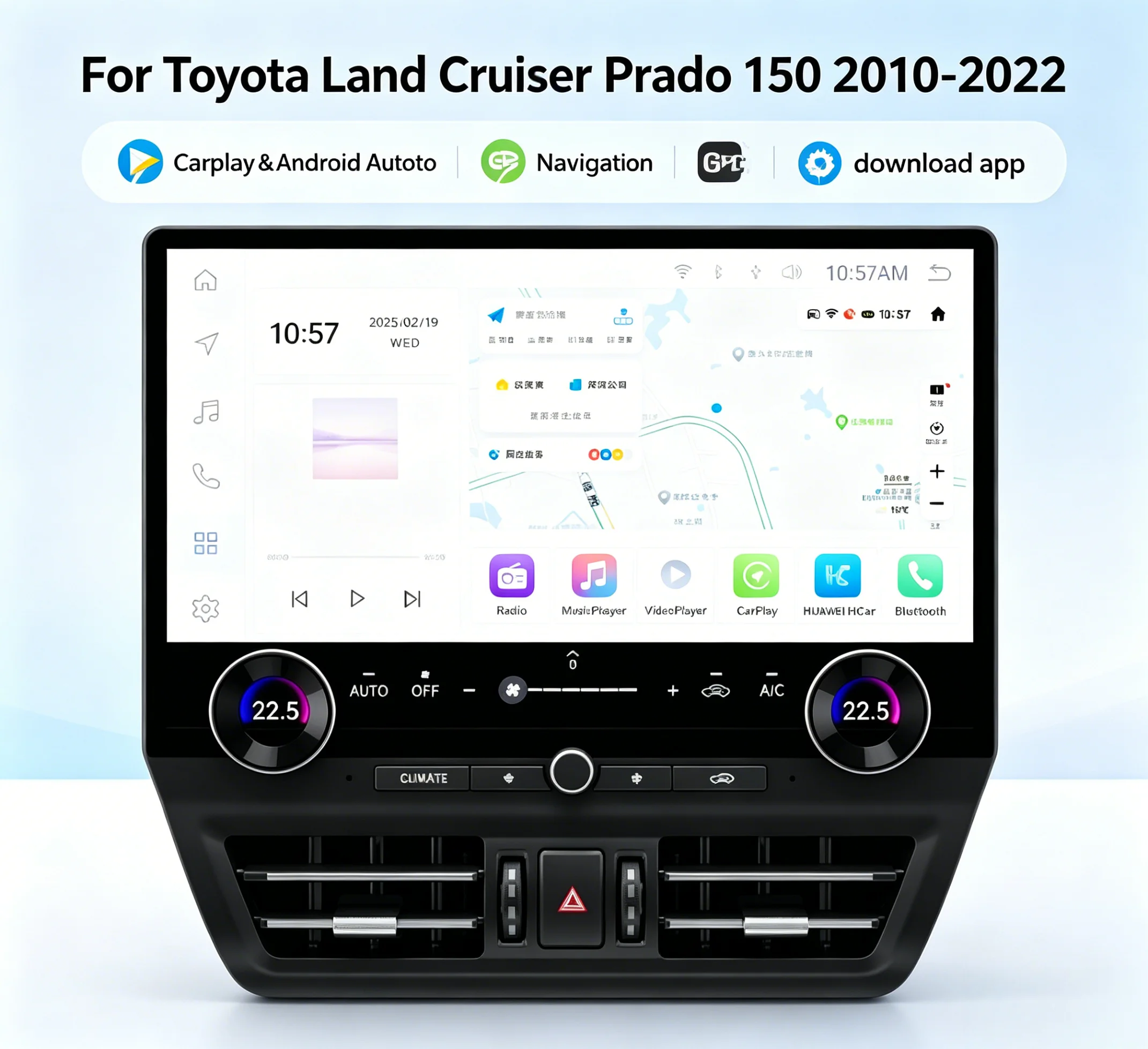 16.8" Qualcomm Android 13 Car Radio Head Unit For Toyota Land Cruiser Prado 150 2010-2022 Wireless Carplay GPS 2 Din Intelligent
16.8" Qualcomm Android 13 Car Radio Head Unit For Toyota Land Cruiser Prado 150 2010-2022 Wireless Carplay GPS 2 Din Intelligent