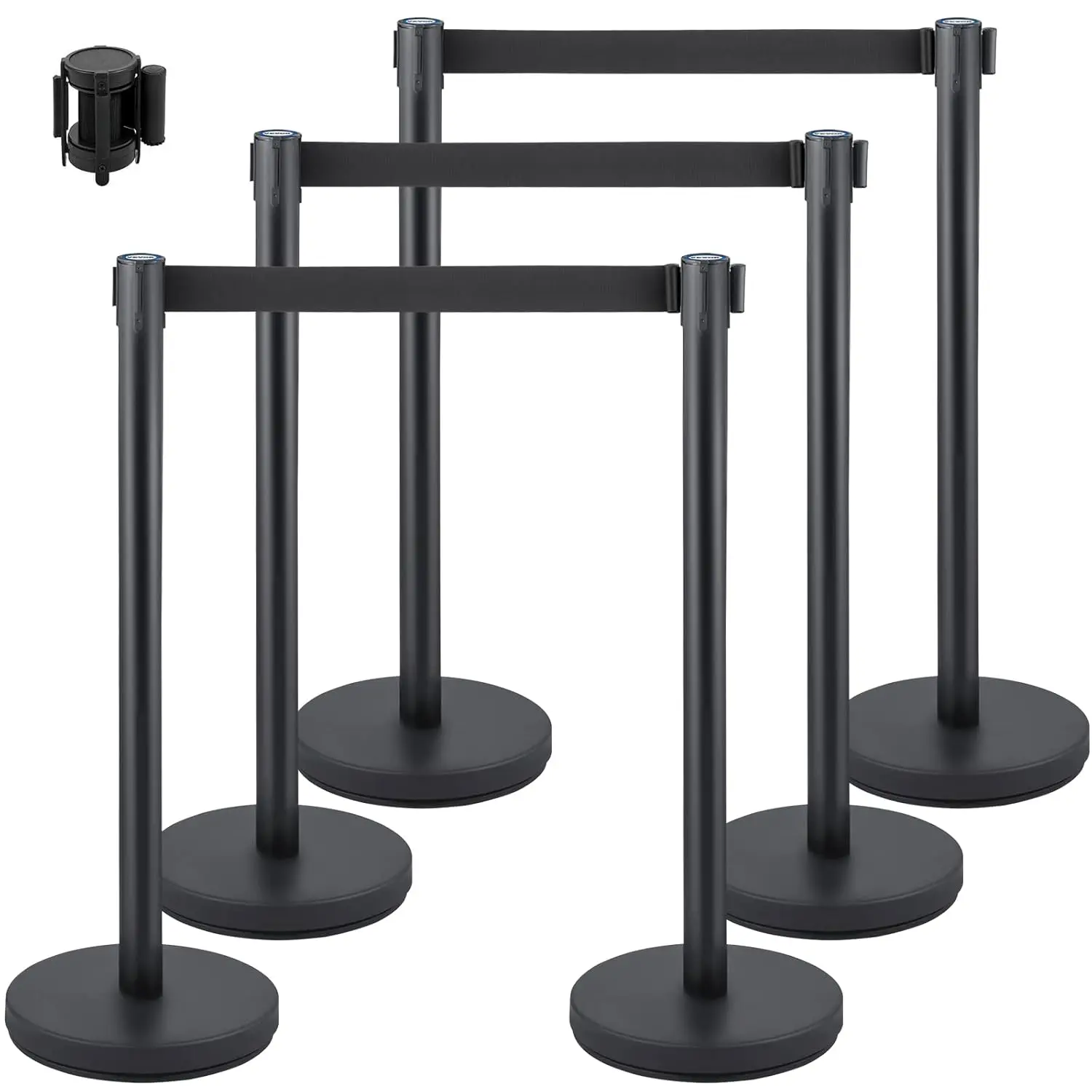 VEVOR Crowd Control Stanchion Set, Stanchion Set with 6.6 ft/2 m Black Retractable Belt, Black Crowd Control Barrier w/Concrete
VEVOR Crowd Control Stanchion Set, Stanchion Set with 6.6 ft/2 m Black Retractable Belt, Black Crowd Control Barrier w/Concrete