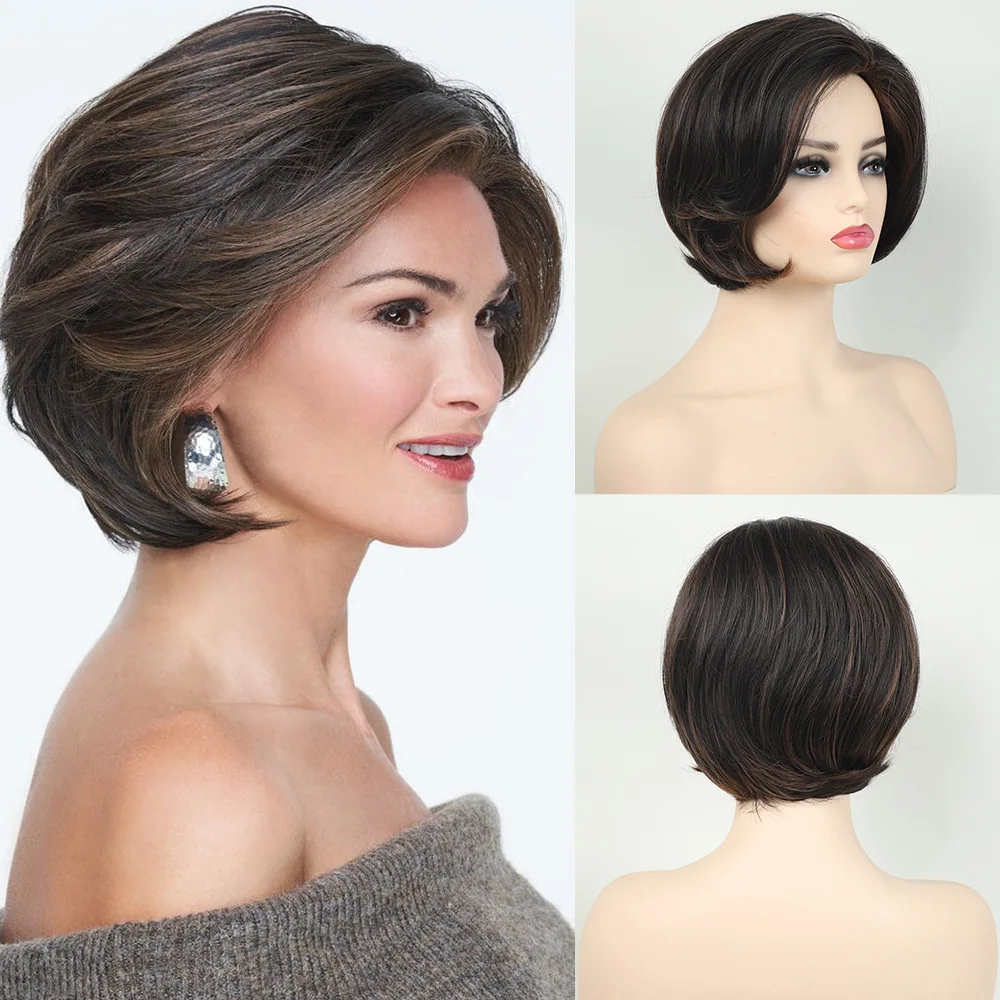 Wig, European and American wig, female partial short straight hair bobo inner buckle chemical fiber wig headgear
Wig, European and American wig, female partial short straight hair bobo inner buckle chemical fiber wig headgear