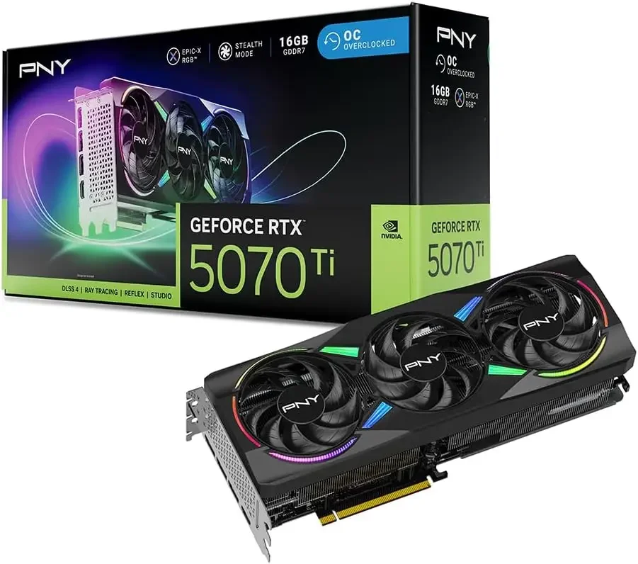 GeForce RTX 5070 Ti Epic-X ARGB OC Triple Fan, Graphics Card, 16GB GDDR7, 256-Bit, 2640 MHz Boost, PCIe 5.0, HDMI/DP 2.1, NVIDIA
GeForce RTX 5070 Ti Epic-X ARGB OC Triple Fan, Graphics Card, 16GB GDDR7, 256-Bit, 2640 MHz Boost, PCIe 5.0, HDMI/DP 2.1, NVIDIA