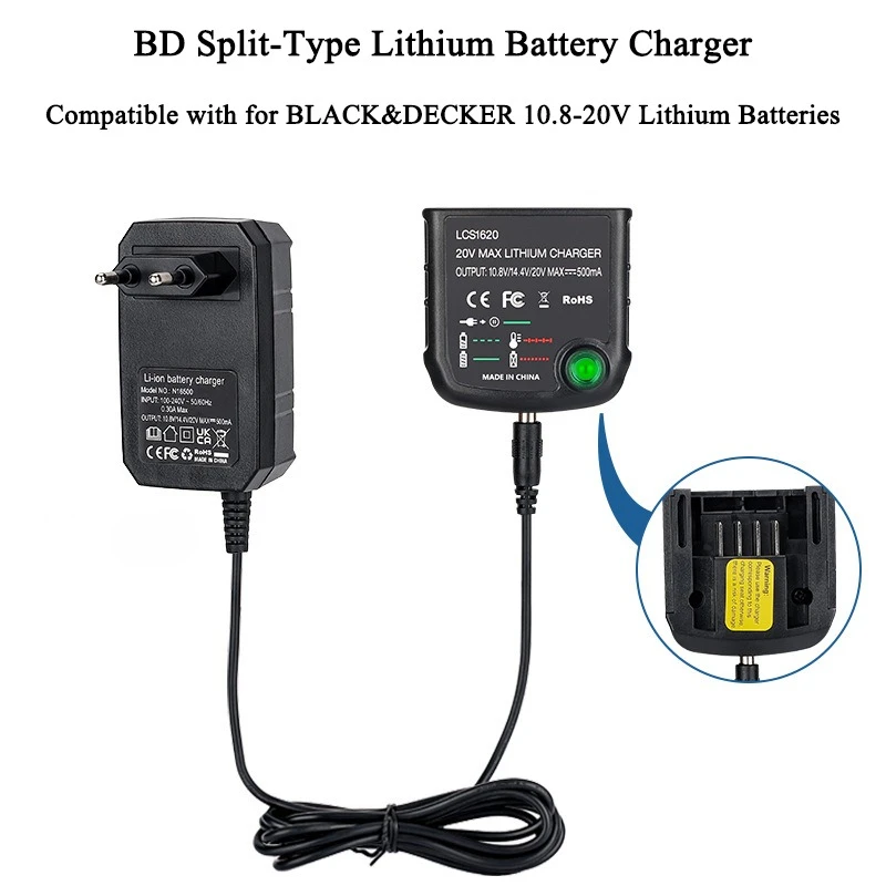 US/EU/UK/AU Plug 20V Lithium Battery Charger Compatible with For Black&Decker 20V LBXR2020-OPE, LB2X3020-OPE Lithium Batteries
US/EU/UK/AU Plug 20V Lithium Battery Charger Compatible with For Black&Decker 20V LBXR2020-OPE, LB2X3020-OPE Lithium Batteries