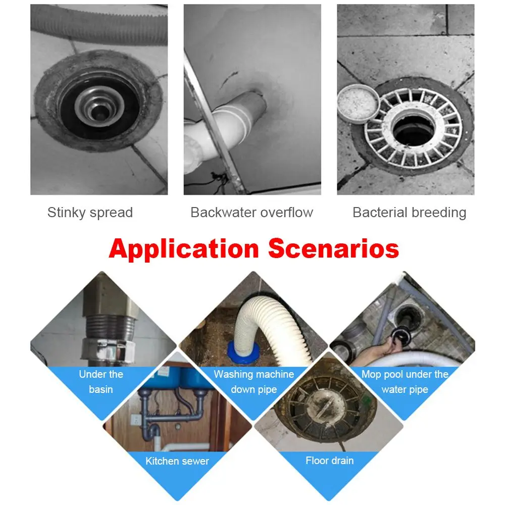 Кухонный телескопический соединитель для труб, защита от насекомых, уплотнительное кольцо для канализационной трубы, сливная пробка для пола с защитой от запаха 
Кухонный телескопический соединитель для труб, защита от насекомых, уплотнительное кольцо для канализационной трубы, сливная пробка для пола с защитой от запаха