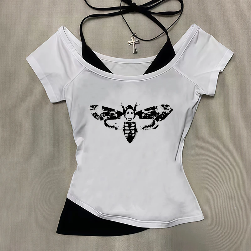 European and American 2025 Spring and Summer New Y2K Sexy temperament Women's T-shirt Gothic Printed Pattern Two Piece Set Strap
European and American 2025 Spring and Summer New Y2K Sexy temperament Women's T-shirt Gothic Printed Pattern Two Piece Set Strap