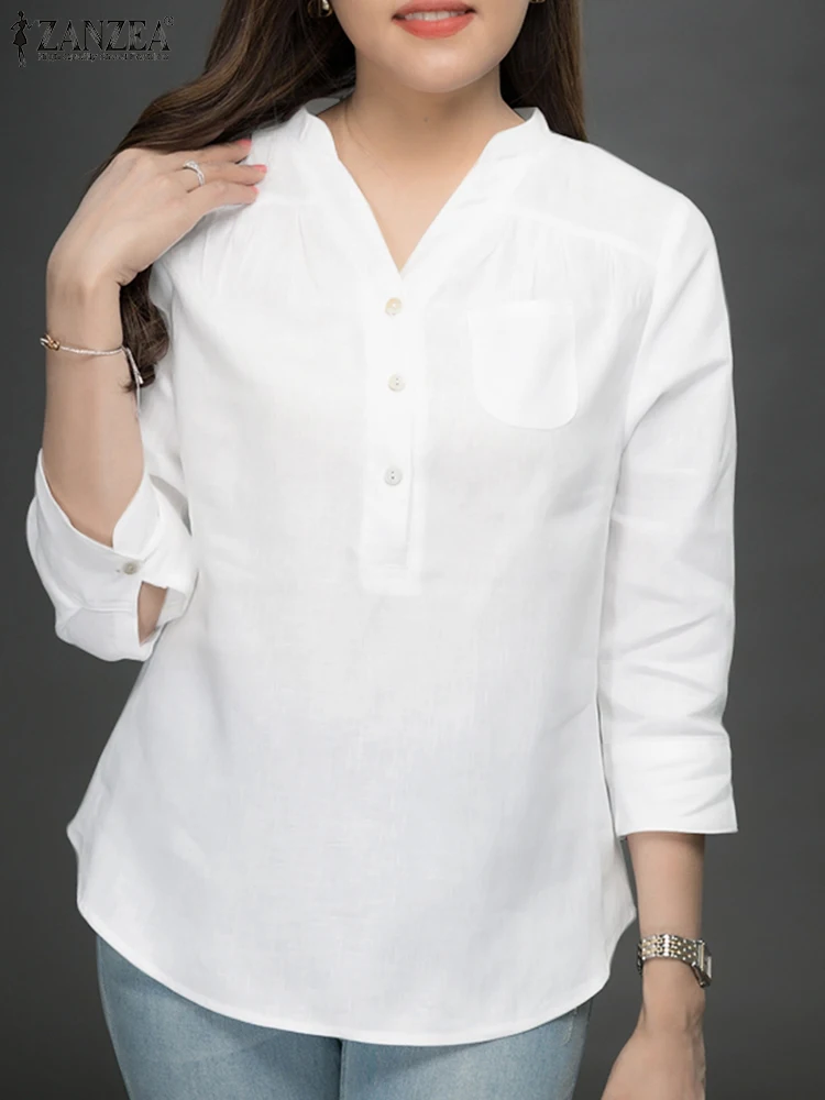 Fashion Women Shirts ZANZEA Summer V-Neck 3/4 Sleeve Tunic Tops 2025 Elegant Work Blouses Casual Button Holiday Blusas Oversize
Fashion Women Shirts ZANZEA Summer V-Neck 3/4 Sleeve Tunic Tops 2025 Elegant Work Blouses Casual Button Holiday Blusas Oversize