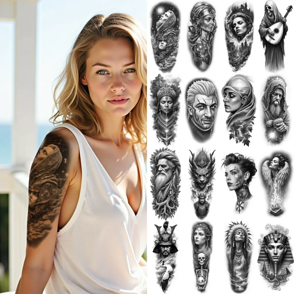 12pcs Temporary Tattoo Black And Grey Realism Warrior Helmet Tiger With Snakes Skulls With Woman For Arms Women Adults
12pcs Temporary Tattoo Black And Grey Realism Warrior Helmet Tiger With Snakes Skulls With Woman For Arms Women Adults