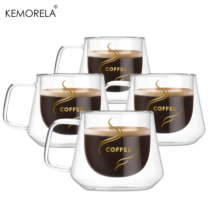 KEMORELA 4 шт., стеклянная кофейная чашка с двойными стенками и ручкой, изолированная прозрачная кофейная чашка с двойными стенками, посуда для напитков, чай, молоко, латте
KEMORELA 4 шт., стеклянная кофейная чашка с двойными стенками и ручкой, изолированная прозрачная кофейная чашка с двойными стенками, посуда для напитков, чай, молоко, латте