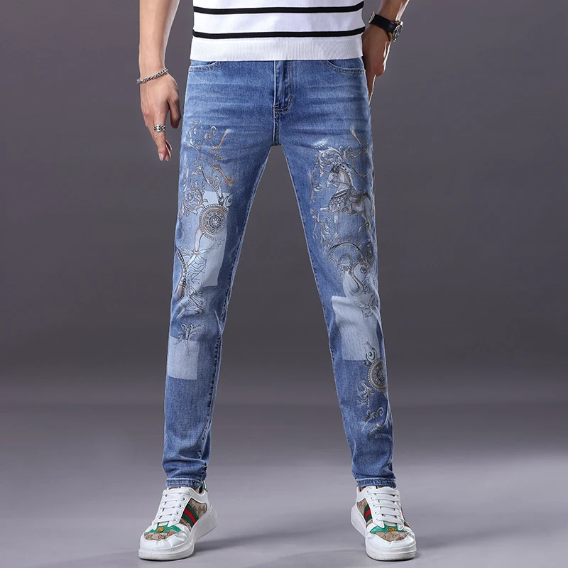 8836 American high street retro printing jeans men's models Slim small feet elastic casual versatile fried street
8836 American high street retro printing jeans men's models Slim small feet elastic casual versatile fried street