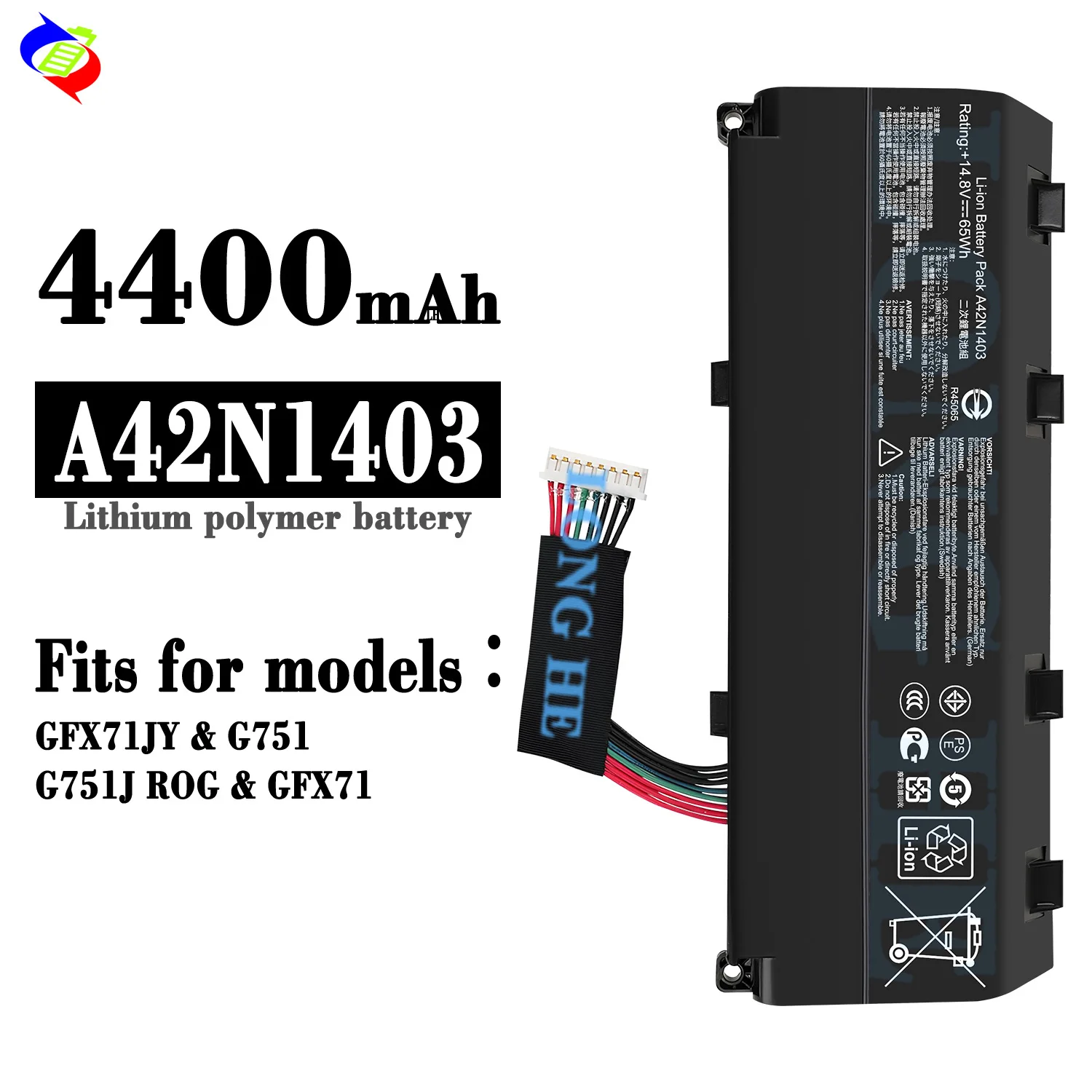 A42N1403 Laptop Battery for ASUS ROG G751 G751JL G751JY G751JT G751JM GFX71JY G751JL-WH71 G751JL-DS71 G751J-DH71 17.3"
A42N1403 Laptop Battery for ASUS ROG G751 G751JL G751JY G751JT G751JM GFX71JY G751JL-WH71 G751JL-DS71 G751J-DH71 17.3"