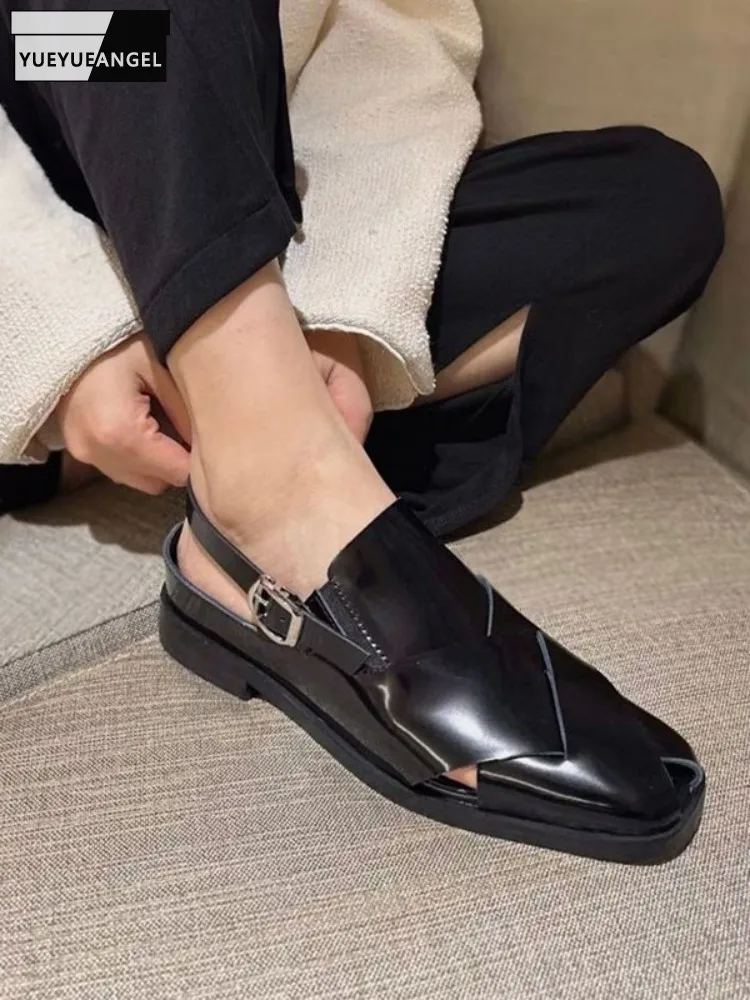 Square Toe Women Genuine Leather Mules Sandal Vintage Summer Casual Flat Shoes Buckle Strap Close Toe Gladiator Sandals Female
Square Toe Women Genuine Leather Mules Sandal Vintage Summer Casual Flat Shoes Buckle Strap Close Toe Gladiator Sandals Female