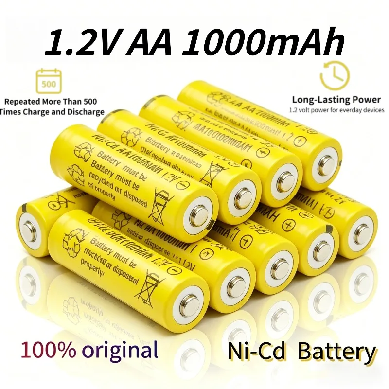 AA 1.2V 1000mAh Ni-CD Rechargeable Battery Compatible with AA NiCd Charger for Household Devices
AA 1.2V 1000mAh Ni-CD Rechargeable Battery Compatible with AA NiCd Charger for Household Devices