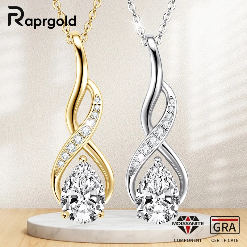 RAPRGOLD GRA Certified Pear Cut Moissanite Infinity Pendant Necklaces for Women s925 Sterling Silver Chains Fine Jewelry Gifts
RAPRGOLD GRA Certified Pear Cut Moissanite Infinity Pendant Necklaces for Women s925 Sterling Silver Chains Fine Jewelry Gifts