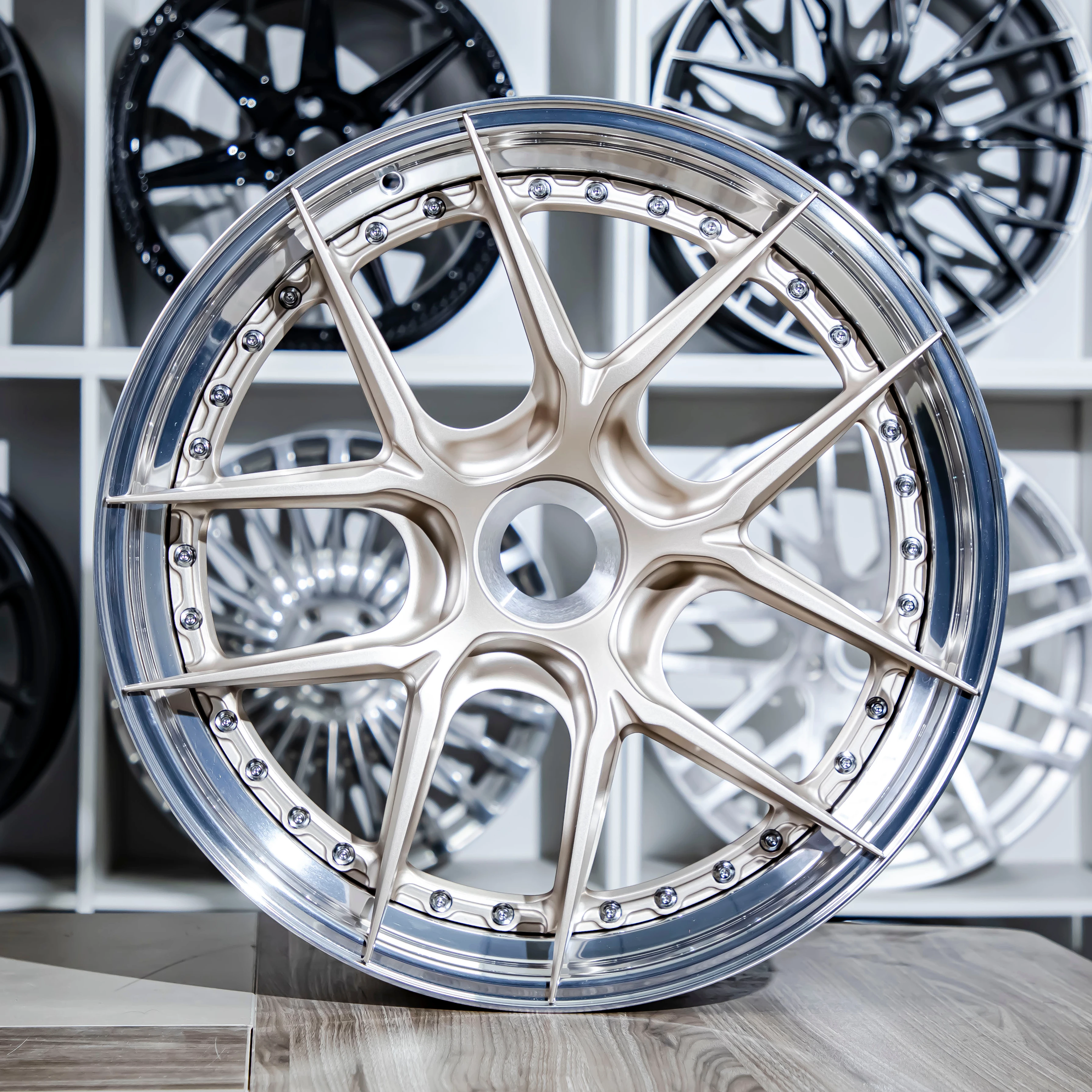 New Passenger Car Wheels Matte White Gold Finish Silver Bolt Forged Aluminum Alloy Multi Spoke For For GTS
New Passenger Car Wheels Matte White Gold Finish Silver Bolt Forged Aluminum Alloy Multi Spoke For For GTS